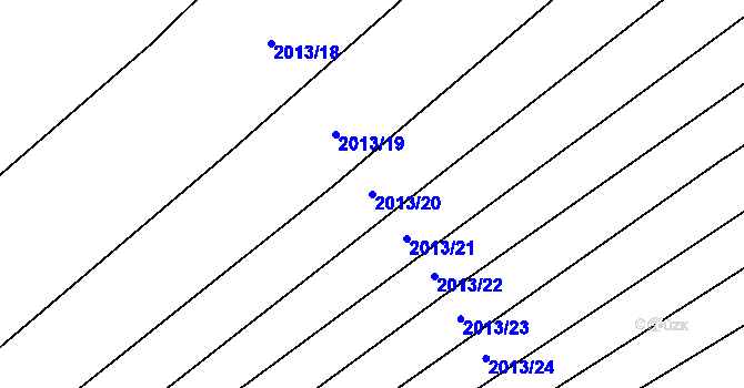 Parcela st. 2013/20 v KÚ Hrušky, Katastrální mapa