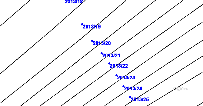 Parcela st. 2013/21 v KÚ Hrušky, Katastrální mapa