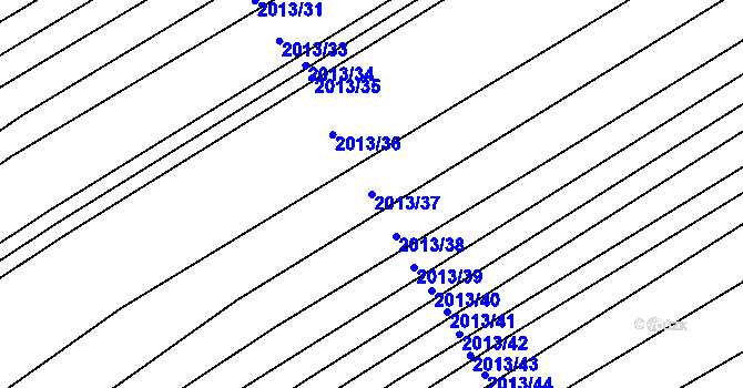 Parcela st. 2013/37 v KÚ Hrušky, Katastrální mapa