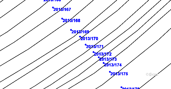 Parcela st. 2013/171 v KÚ Hrušky, Katastrální mapa