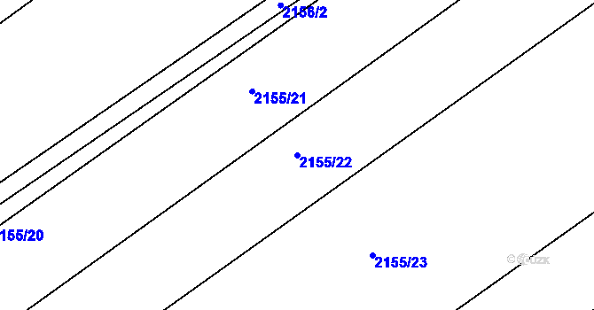 Parcela st. 2155/22 v KÚ Hrušky, Katastrální mapa