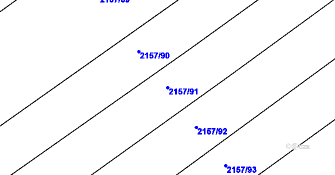 Parcela st. 2157/91 v KÚ Hrušky, Katastrální mapa