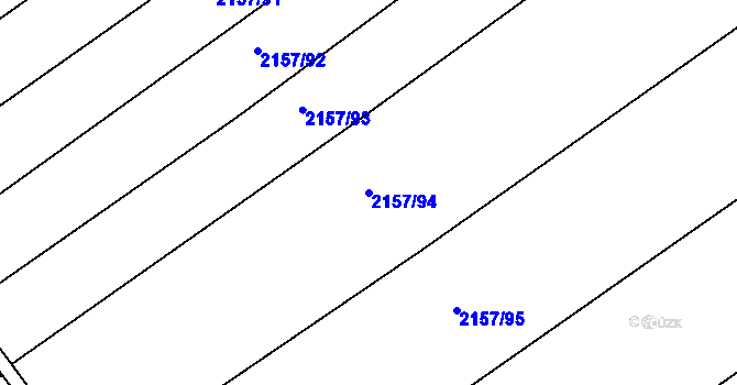 Parcela st. 2157/94 v KÚ Hrušky, Katastrální mapa
