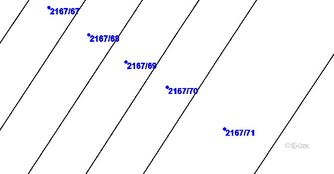Parcela st. 2167/70 v KÚ Hrušky, Katastrální mapa
