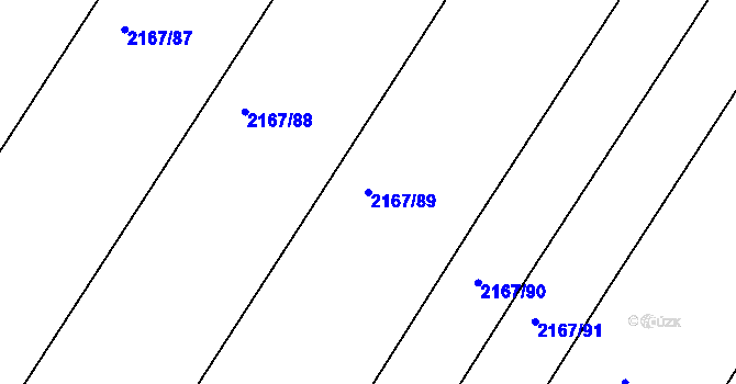 Parcela st. 2167/89 v KÚ Hrušky, Katastrální mapa