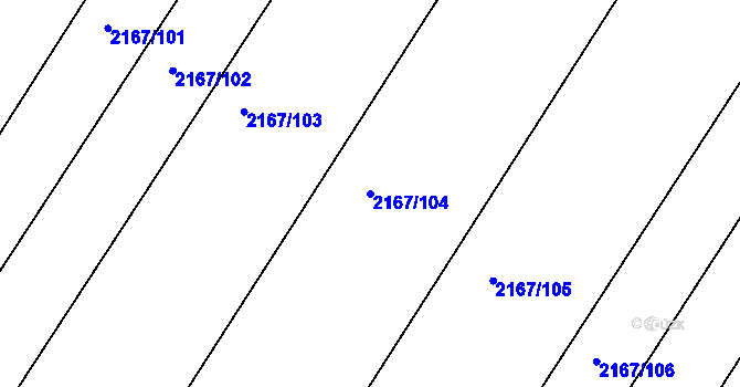 Parcela st. 2167/104 v KÚ Hrušky, Katastrální mapa