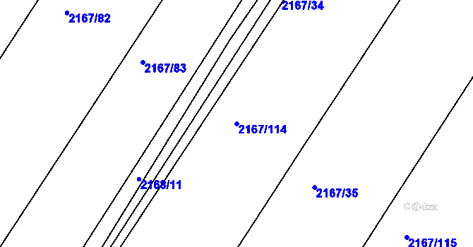Parcela st. 2167/114 v KÚ Hrušky, Katastrální mapa