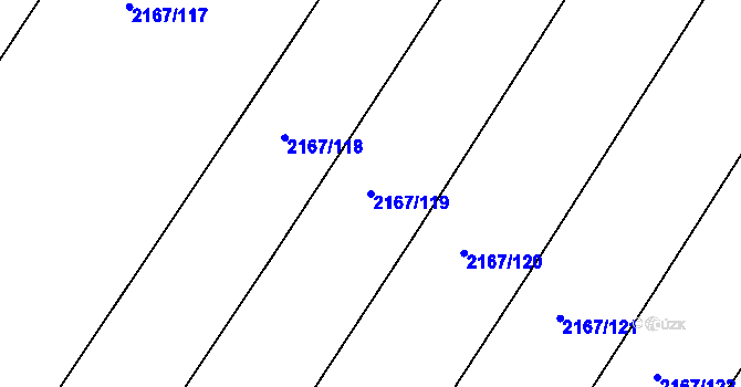 Parcela st. 2167/119 v KÚ Hrušky, Katastrální mapa