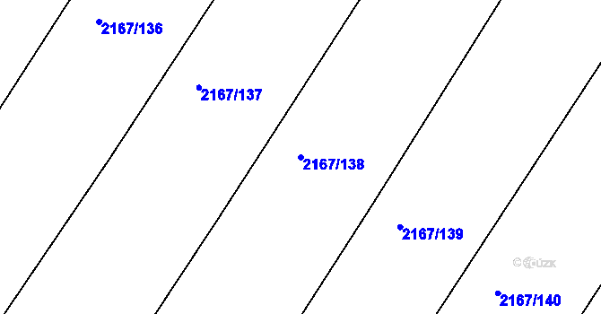 Parcela st. 2167/138 v KÚ Hrušky, Katastrální mapa