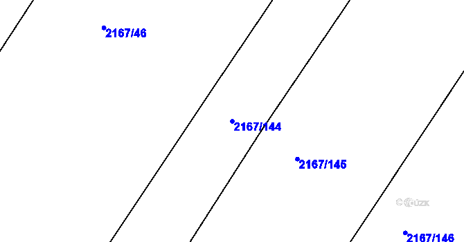 Parcela st. 2167/144 v KÚ Hrušky, Katastrální mapa