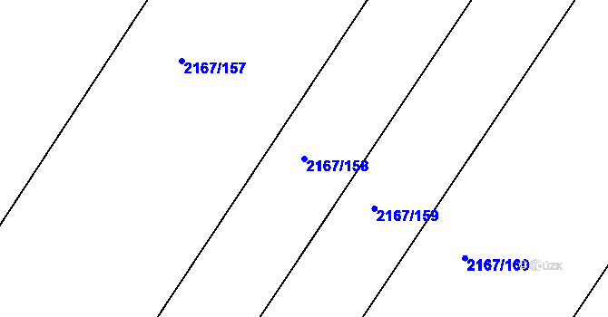 Parcela st. 2167/158 v KÚ Hrušky, Katastrální mapa
