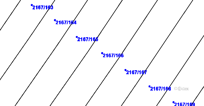 Parcela st. 2167/166 v KÚ Hrušky, Katastrální mapa
