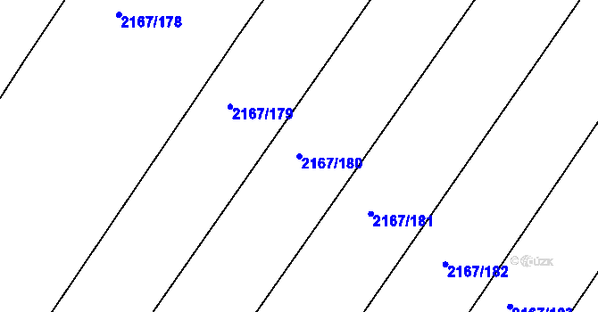 Parcela st. 2167/180 v KÚ Hrušky, Katastrální mapa