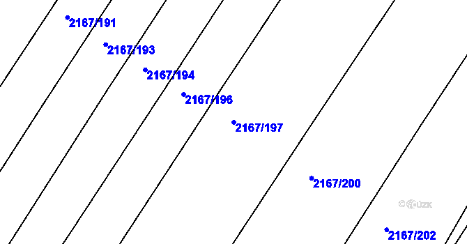 Parcela st. 2167/197 v KÚ Hrušky, Katastrální mapa