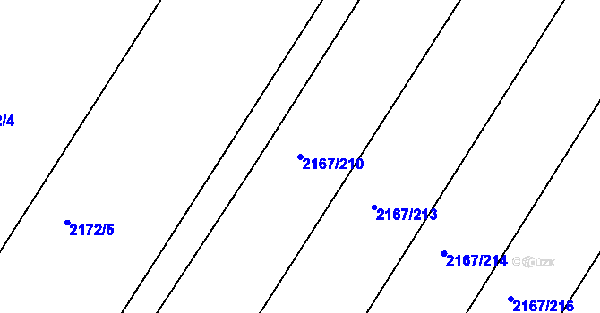 Parcela st. 2167/210 v KÚ Hrušky, Katastrální mapa