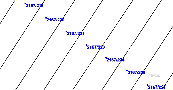 Parcela st. 2167/223 v KÚ Hrušky, Katastrální mapa