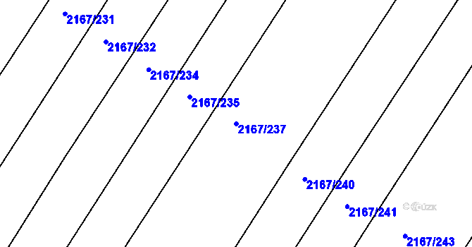 Parcela st. 2167/237 v KÚ Hrušky, Katastrální mapa