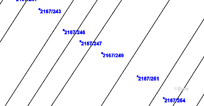 Parcela st. 2167/249 v KÚ Hrušky, Katastrální mapa