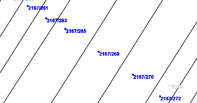 Parcela st. 2167/268 v KÚ Hrušky, Katastrální mapa