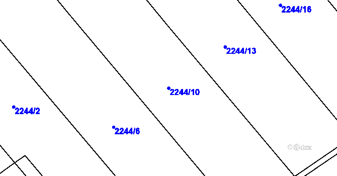 Parcela st. 2244/10 v KÚ Hrušky, Katastrální mapa
