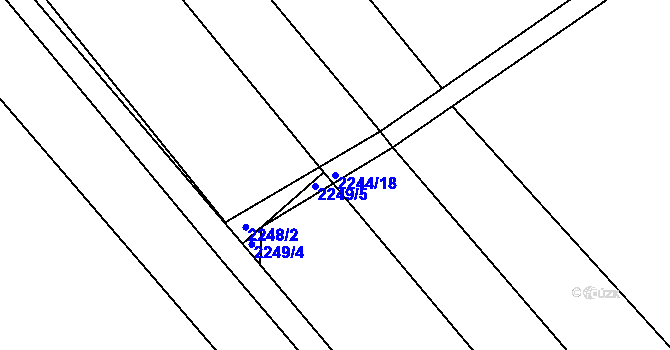 Parcela st. 2244/18 v KÚ Hrušky, Katastrální mapa