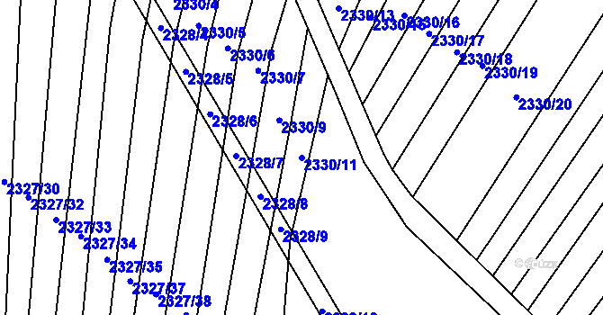 Parcela st. 2330/11 v KÚ Hrušky, Katastrální mapa