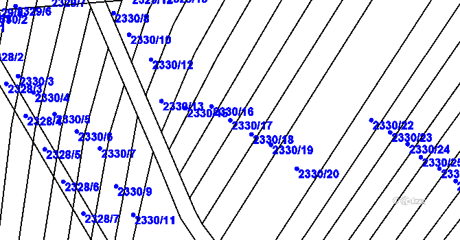 Parcela st. 2330/17 v KÚ Hrušky, Katastrální mapa