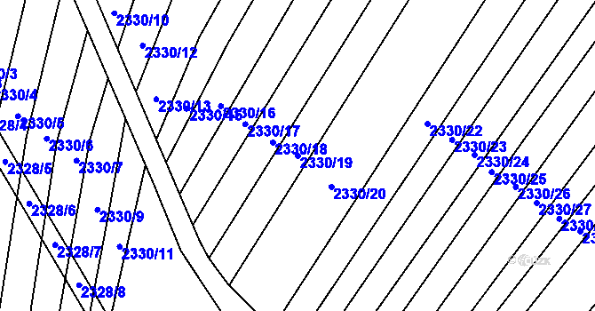Parcela st. 2330/19 v KÚ Hrušky, Katastrální mapa