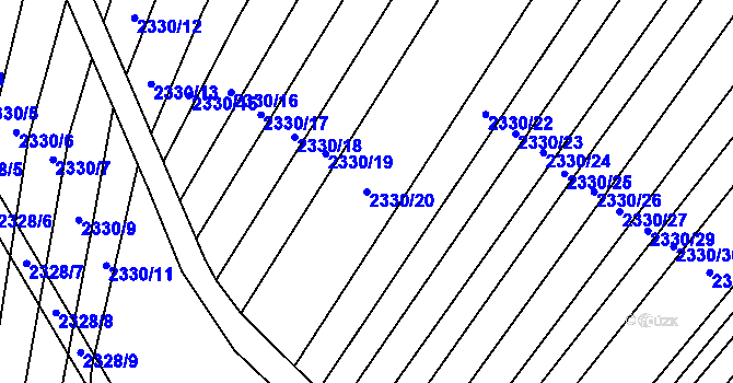 Parcela st. 2330/20 v KÚ Hrušky, Katastrální mapa