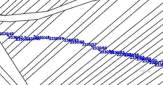 Parcela st. 2330/57 v KÚ Hrušky, Katastrální mapa