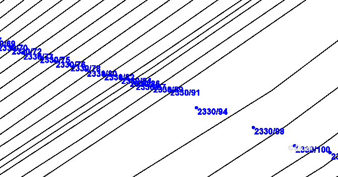 Parcela st. 2330/91 v KÚ Hrušky, Katastrální mapa