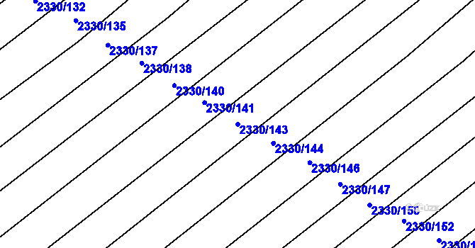 Parcela st. 2330/143 v KÚ Hrušky, Katastrální mapa