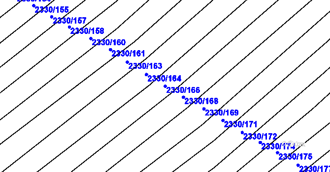 Parcela st. 2330/166 v KÚ Hrušky, Katastrální mapa
