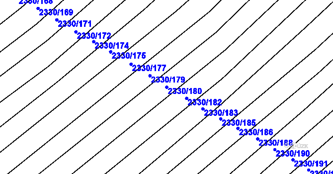 Parcela st. 2330/180 v KÚ Hrušky, Katastrální mapa