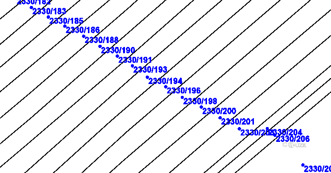 Parcela st. 2330/196 v KÚ Hrušky, Katastrální mapa