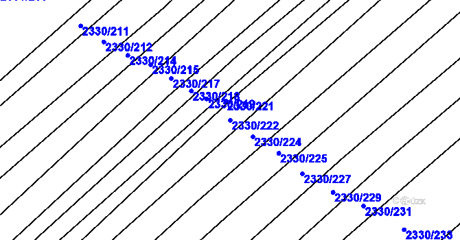 Parcela st. 2330/222 v KÚ Hrušky, Katastrální mapa