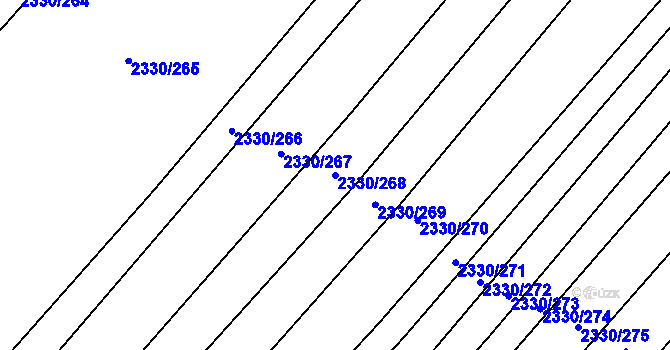 Parcela st. 2330/268 v KÚ Hrušky, Katastrální mapa