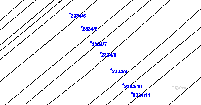 Parcela st. 2334/8 v KÚ Hrušky, Katastrální mapa