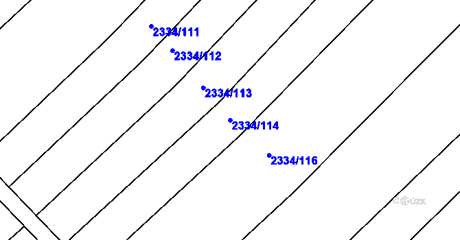 Parcela st. 2334/114 v KÚ Hrušky, Katastrální mapa