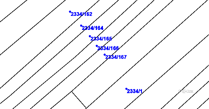 Parcela st. 2334/167 v KÚ Hrušky, Katastrální mapa