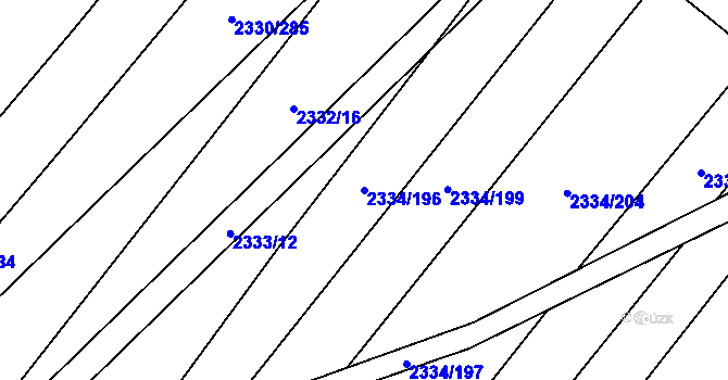 Parcela st. 2334/196 v KÚ Hrušky, Katastrální mapa