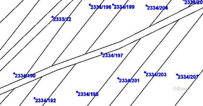 Parcela st. 2334/197 v KÚ Hrušky, Katastrální mapa