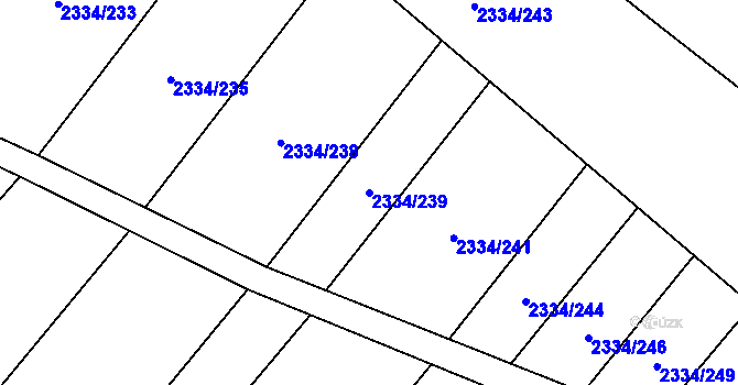 Parcela st. 2334/239 v KÚ Hrušky, Katastrální mapa