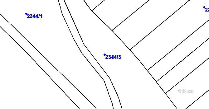 Parcela st. 2344/3 v KÚ Hrušky, Katastrální mapa