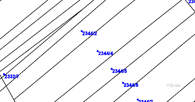 Parcela st. 2344/4 v KÚ Hrušky, Katastrální mapa