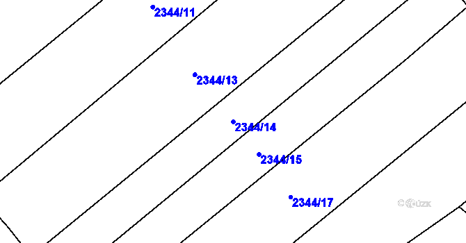 Parcela st. 2344/14 v KÚ Hrušky, Katastrální mapa
