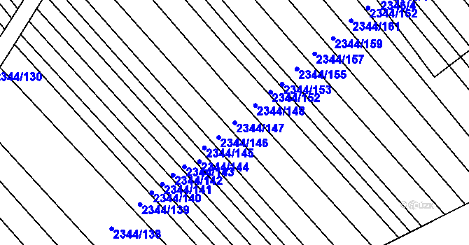 Parcela st. 2344/147 v KÚ Hrušky, Katastrální mapa