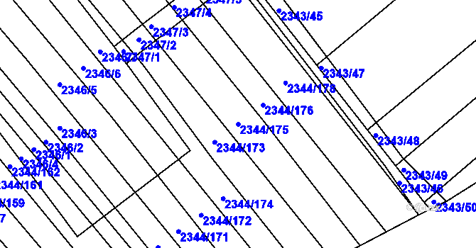 Parcela st. 2344/175 v KÚ Hrušky, Katastrální mapa