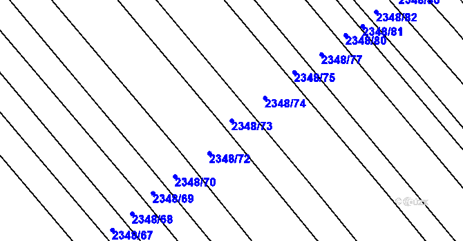 Parcela st. 2348/73 v KÚ Hrušky, Katastrální mapa