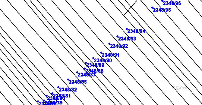 Parcela st. 2348/91 v KÚ Hrušky, Katastrální mapa